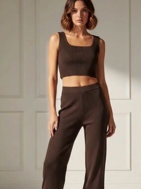 Womens Babaton Sculpt Knit Squareneck Cropped Tank
